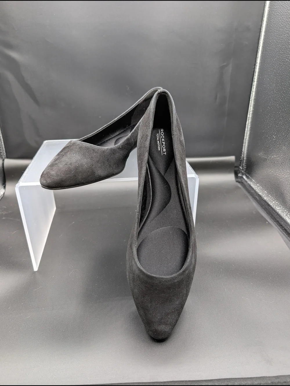 Rockport Black Suede Pointed-Toe Slip-On Flats